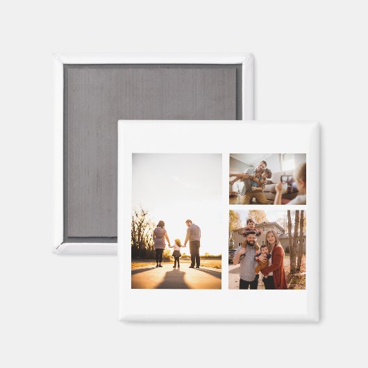 3 Aangepaste fotocollage op maat Magneet (Voorkant / Achterkant)