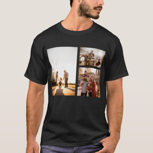 3 Aangepaste fotocollage op maat T-shirt (Voorkant)