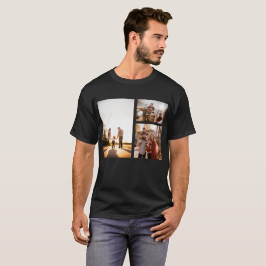 3 Aangepaste fotocollage op maat T-shirt (Voorkant volledig)
