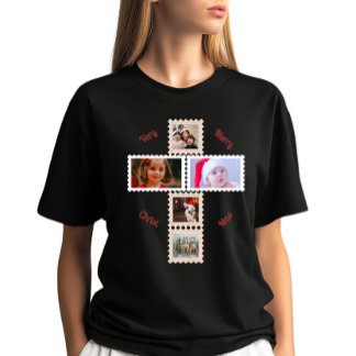 3 Aangepaste foto's Kerst kruis matching  T-shirt