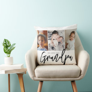 3 aangepaste foto's we love you opa cadeau kussen