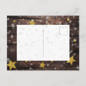 3 Aangepaste kerstfoto Pegs Rustic Wood & Stars Feestdagenkaart (Achterkant)