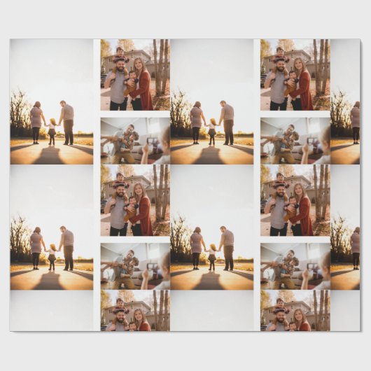 3 Aangepaste Sjabloon fotocollage Cadeaupapier (Vlak)