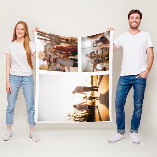 3 Aangepaste Sjabloon fotocollage Fleece Deken (In situ)