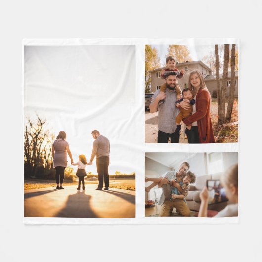 3 Aangepaste Sjabloon fotocollage Fleece Deken (Voorkant (Horizontaal))