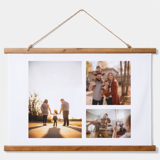 3 Aangepaste Sjabloon fotocollage Hangend Wandkleed (Voorkant)