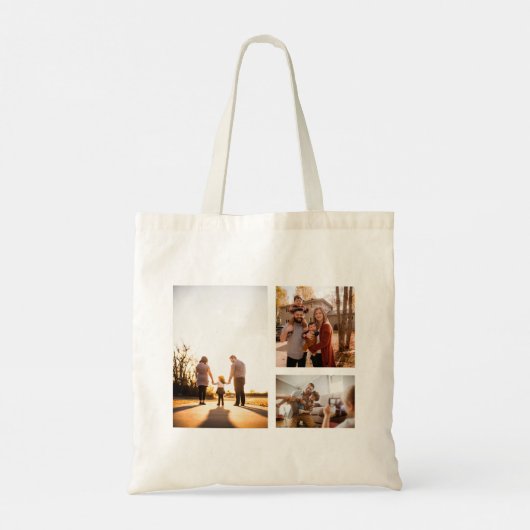 3 Aangepaste Sjabloon fotocollage Tote Bag (Achterkant)
