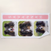 3 Aangepaste Sjabloon voor fotocollage met naam op Strandlaken (Voorkant)