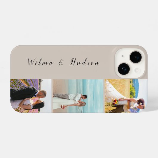 3 Aangepaste trouwfoto | Instegram College Afbeeld iPhone Hoesje (Achterkant horizontaal)