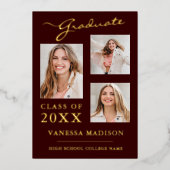 3 Aankondiging Foto modern script Bourgogne Afstud (Voorkant)