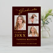 3 Aankondiging Foto modern script Bourgogne Afstud (Staand Voorkant)