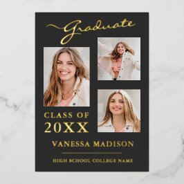 3 Aankondiging Foto modern script grijs Afstudeerd