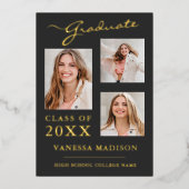 3 Aankondiging Foto modern script grijs Afstudeerd (Voorkant)