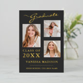 3 Aankondiging Foto modern script grijs Afstudeerd (Staand Voorkant)