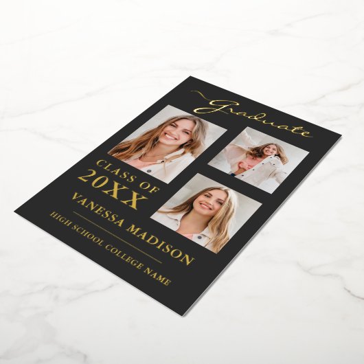 3 Aankondiging Foto modern script grijs Afstudeerd (Gedraaid)