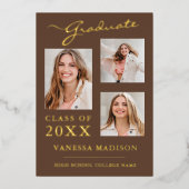 3 Aankondiging Foto modern script Tan Brown Afstud (Voorkant)