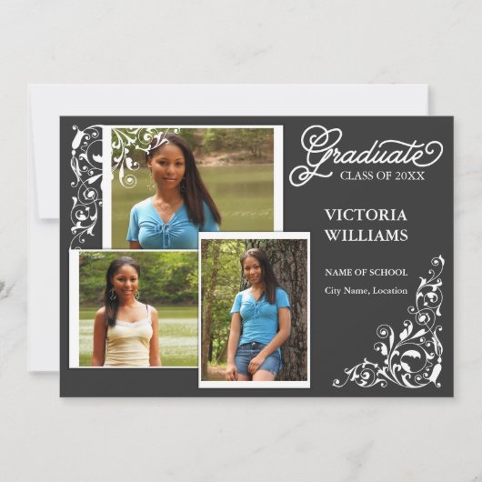 3 Aankondiging van het Afstuderen Foto en Swirls (Voorkant)