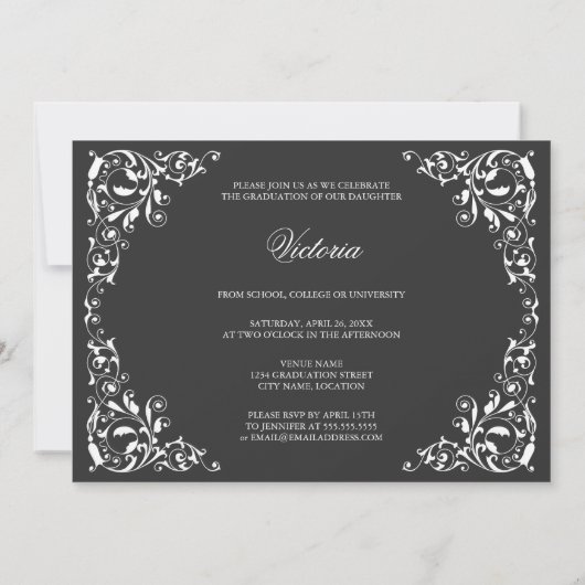 3 Aankondiging van het Afstuderen Foto en Swirls (Achterkant)