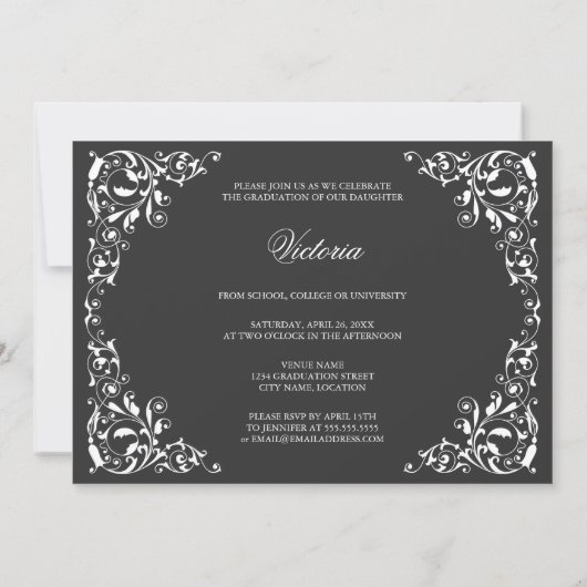 3 Aankondiging van het Afstuderen Foto en Swirls (Achterkant)