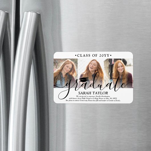 3 Aankondiging voor Foto Collage Modern Afstuderen Magneet