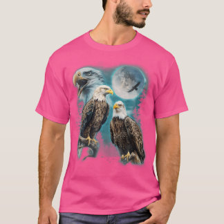 3 Adelaars huilen naar de maan Grappige adelaar Vo T-shirt