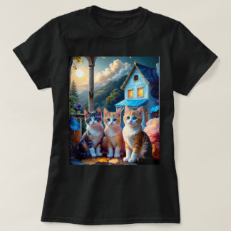 3 Adorable Artist designed Kittens T-shirt