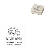 3 Adres van de familie van de Cartoon van de stutt Rubberstempel (Gestempeld)