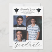 3 Afbeelding foto's Modern Minimal Afstuderen Kaart (Voorkant)