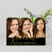 3 Afbeeldingen Photo Collage Afstuderen Aankondigi Folie Uitnodiging (Staand Voorkant)