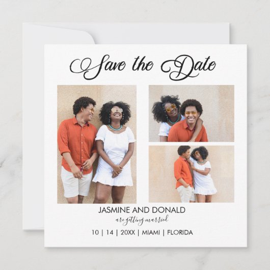 3 Afbeeldingen Vlakke Huwelijk sparen de datum Kaa Save The Date (Voorkant)