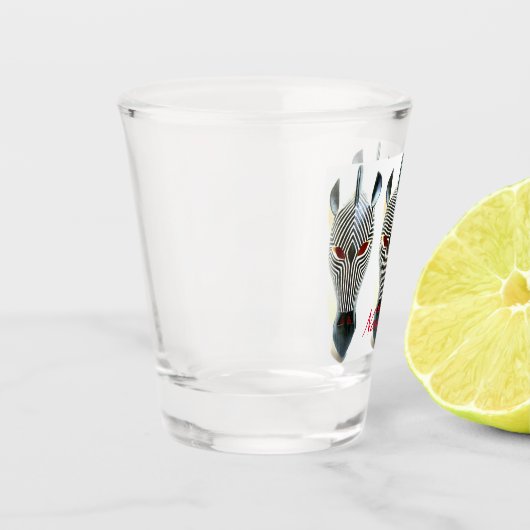 3 Afrikaanse houten Zebra maskers Shot Glas (Links)