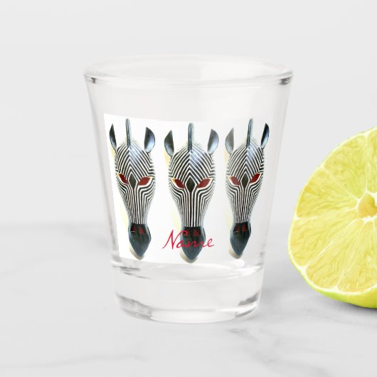 3 Afrikaanse houten Zebra maskers Shot Glas (Voorkant)
