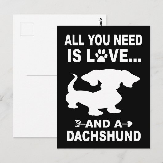 3 Alles wat je nodig hebt is liefde en een teckel Briefkaart (Voorkant / Achterkant)