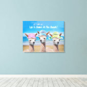 3 Alpaca's Het leven is beter op het strand! DIY, Canvas Afdruk (Insitu (Houten vloer))