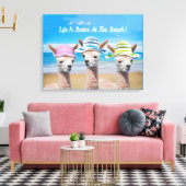 3 Alpaca's Het leven is beter op het strand! DIY, Canvas Afdruk (Insitu (Woonkamer))