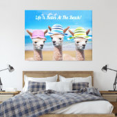 3 Alpacas leven is beter op het strand! DIY, Canvas Afdruk (Insitu (Slaapkamer))