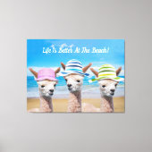 3 Alpacas leven is beter op het strand! DIY, Canvas Afdruk (Voorkant)