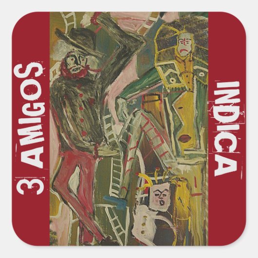 3 AMIGOS INDICA VIERKANTE STICKER (Voorkant)