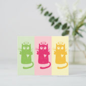 3 Angelic Cats Briefkaart (Staand voorkant)