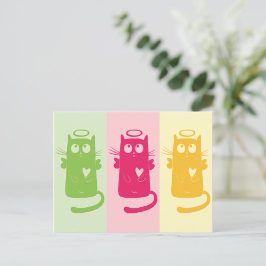 3 Angelic Cats Briefkaart (Staand voorkant)