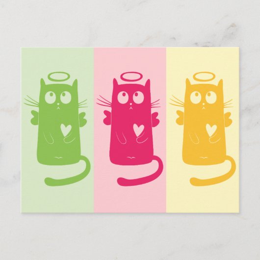 3 Angelic Cats Briefkaart (Voorkant)