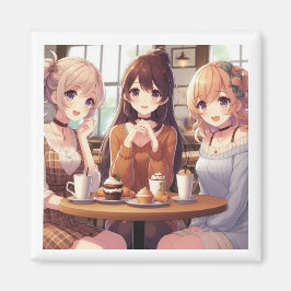 3 Anime Girls Cafe Bonding Magneet