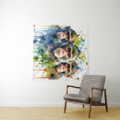 3 Apen Kleurrijke Waterverf Kunst Wandkleed (In Situ (horizontaal))