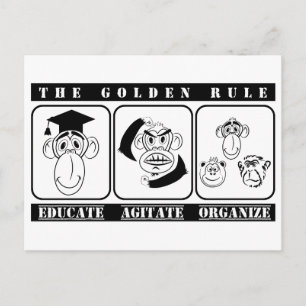 3 apen leiden de organisatie van agitatie op briefkaart