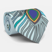 3 AquaFeathers Pauw Herenknoop 4 Bruiloften OF Any Stropdas (Opgerold)