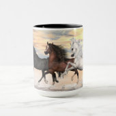 3 Arabische paarden 15 oz Ringer Mok (Midden)