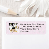 3 Australische herders op roze witte diamanten Etiket (Insitu)