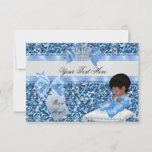 3 Baby shower Boy Blue Little Prince Bunnies Kaart
