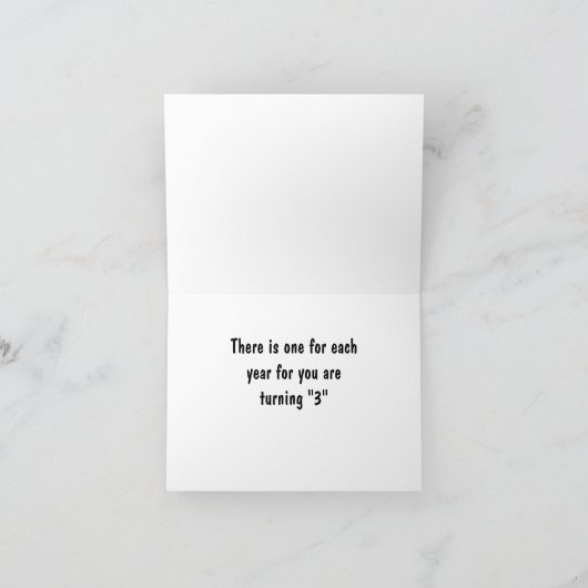 **3 BALLONNEN** VOOR EEN SPECIALE **3 JARIGE** KAA KAART (Binnen)