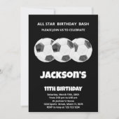3 Balls Black Soccer Birthday Invitations Kaart (Voorkant)